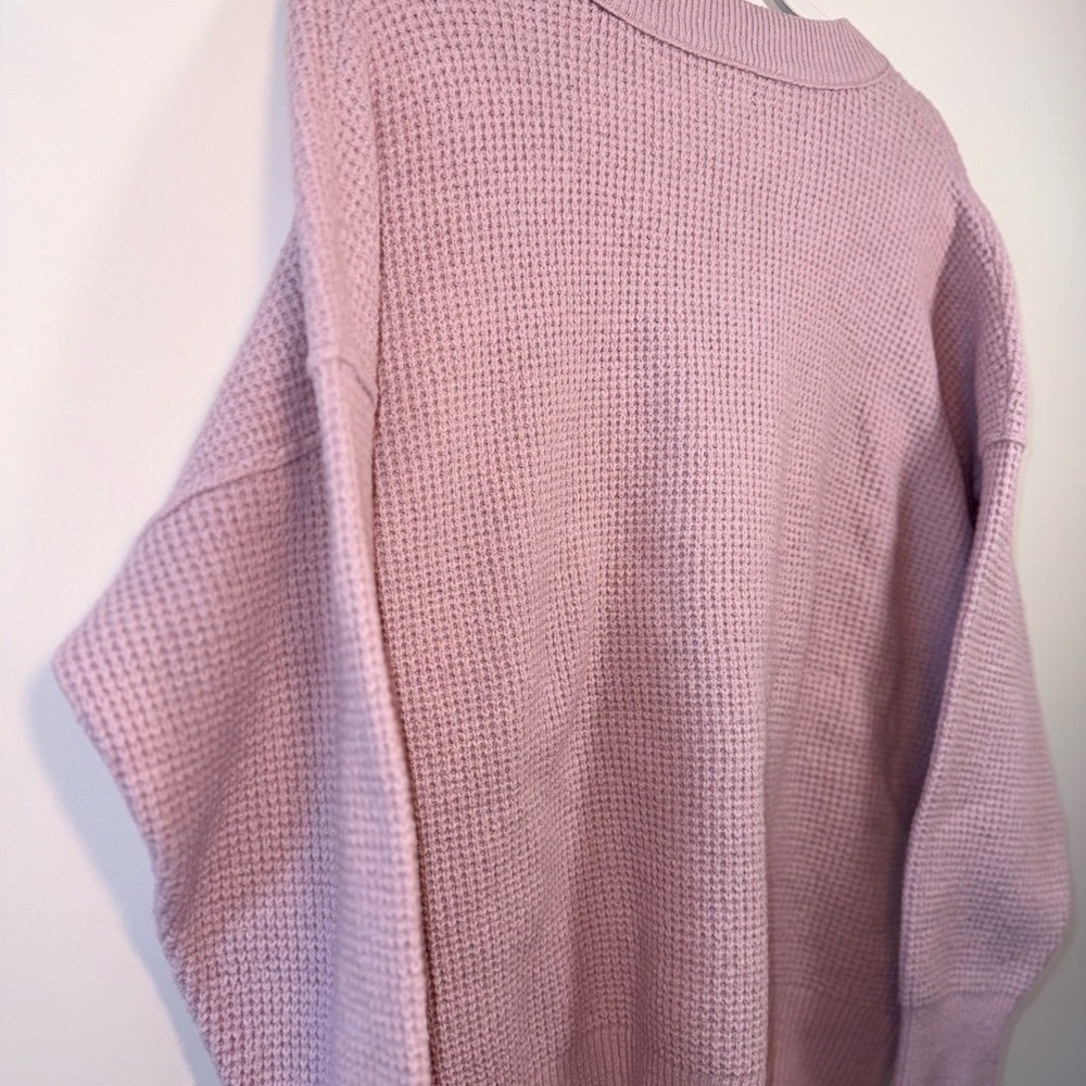 Aerie Women’s Pink Pullover Crew Neck Waffle Knit Sweater size Medium - Picture 13 of 14